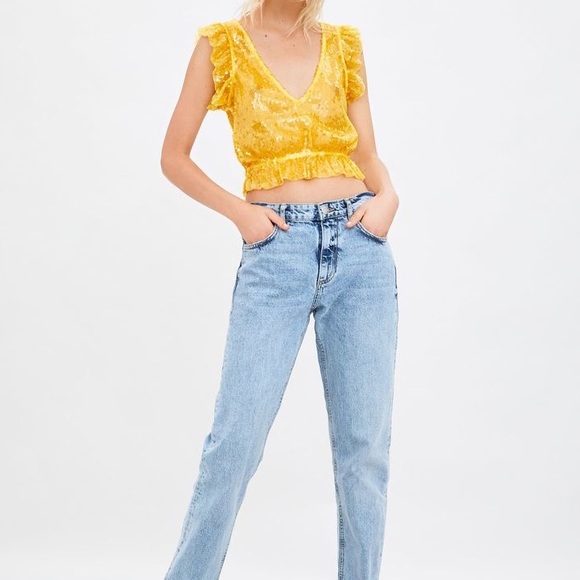 zara yellow sequin top